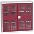 Dílenská skříň policová Bott Verso, drátěné dveře, 100 x 105 x 35 cm, 2 police, šedá-červená