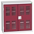 Dílenská skříň policová Bott Verso, drátěné dveře, 80 x 80 x 35 cm, 2 police, šedá-červená