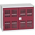 Dílenská skříň policová Bott Verso, drátěné dveře, 80 x 105 x 55 cm, 2 police, šedá-červená