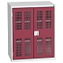 Dílenská skříň policová Bott Verso, drátěné dveře, 100 x 80 x 55 cm, 2 police, šedá-červená