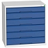 Dílenská zásuvková skříň Bott Verso, 80 x 80 x 55 cm, 6 zásuvek, šedá-modrá