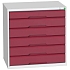 Dílenská zásuvková skříň Bott Verso, 80 x 80 x 55 cm, 6 zásuvek, šedá-červená