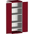 Dílenská skříň Bott Cubio, 200 x 65 x 65 cm, perfo dveře, šedá-červená