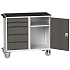 Údržový zásuvkový vozík Bott Verso, 96,5 x 105 x 55 cm, 5 zásuvek, skříňka, rohož, šedá-antracit