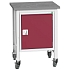 Mobilní dílenský stůl Bott Verso Storage, 93 x 70 x 60 cm, 1 skříňka, linoleum, šedá-červená