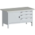 Dílenský stůl Bott Cubio Storage, 84 x 150 x 75 cm, 3 zásuvky, skříňka, linoleum, šedá-šedá