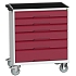 Mobilní pracovní stůl se zásuvkami Bott Verso, 96,5 x 80 x 55 cm, 6 zásuvek, rohož, šedá-červená