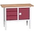 Dílenský stůl Bott Verso, výškově nastavitelný, 83-93 x 125 x 60 cm, multiplex, 3 zásuvky, 1 skříňky, šedá-červená