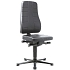 Pracovní židle Bimos All In One 9641 s kluzáky, s podnožkou, koženkový sedák, vysoké opěradlo, černá