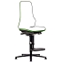 Pracovní antistatická ESD židle Bimos Neon 9571E s kluzáky, s podnožkou, synchronní mechanismus, šedá/zelená