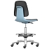 Pracovní židle Bimos Labsit s kolečky, s podnožkou, koženka, modrá