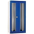 Dílenská skříň Bott Cubio s výsuvnými perfopanely, 200 x 105 x 65 cm, průhledné dveře, šedá-modrá