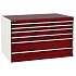 Dílenská zásuvková skříň Bott Cubio, 80 x 130 x 75 cm, 6 zásuvek, šedá-červená