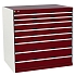 D??lenská zásuvková skříň Bott Cubio, 100 x 105 x 75 cm, 8 zásuvek, šedá-červená