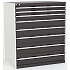Dílenská zásuvková skříň Bott Cubio, 120 x 105 x 75 cm, 8 zásuvek, šedá-antracit