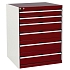 Dílenská zásuvková skříň Bott Cubio, 100 x 80 x 75 cm, 6 zásuvek, šedá-červená