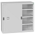 Dílenská skříň s posuvnými dveřmi, 120 x 130 x 52,5 cm, 3 police, šedá-šedá