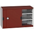 Dílenská skříň s posuvnými dveřmi, 80 x 130 x 52,5 cm, 2 police, šedá-červená