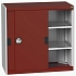Dílenská skříň s posuvnými dveřmi, 100 x 105 x 52,5 cm, 2 police, šedá-červená