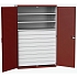 Dílenská skříň se zásuvkami Bott Cubio 160, 200 x 130 x 65 cm, 3 police, 9 zásuvek, šedá-červená