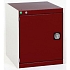 Dílenská skříň Bott Cubio, 70 x 52,5 x 52,5 cm, perfo dveře, šedá-červená