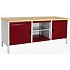 Dílenský stůl Bott Cubio Storage, 84 x 200 x 75 cm, 2 skříňky, otevřený prostor s policí, multiplex, šedá-červená