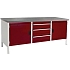 Dílenský stůl Bott Cubio Storage, 84 x 200 x 75 cm, 2 skříňky, 3 zásuvky, linoleum, šedá-červená