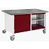 Mobilní dílenský stůl Bott Cubio Storage, 84 x 150 x 75 cm, skříňka, otevřený prostor s policí, linoleum, šedá-červená