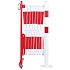 Výsuvná kovová zábrana na kolečkách Dancop, kulatý sloupek, červená/bílá, délka 400 cm