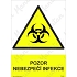 Pozor nebezpečí infekce, plast 210 x 297 x 0,5 mm A4