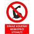 Zákaz koupání nebezpečí utonutí, plast 148 x 210 x 0,5 mm A5