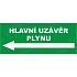Hlavní uzávěr plynu vlevo, plast 210 x 80 x 0,5 mm