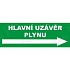 Hlavní uzávěr plynu vpravo, samolepka 210 x 80 x 0,1 mm
