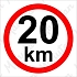 Omezení rychlosti 20 km/h, samolepka 105 x 105 x 0,1 mm