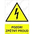Pozor zpětný proud, plast 210 x 297 x 0,5 mm A4