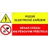 Pozor elektrické zařízení, plast 75 x 50 x 0,5 mm