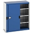 Dílenská skříň s posuvnými dveřmi, 120 x 105 x 52,5 cm, 3 police, šedá-modrá