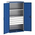 Dílenská skříň se zásuvkami Bott Cubio, 200 x 105 x 65 cm, 2 police, 4 zásuvky, šedá-modrá