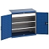 Dílenská skříň se zásuvkami Bott Cubio, 100 x 105 x 65 cm, 2 police, 1 zásuvka, šedá-modrá