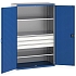 Dílenská skříň se zásuvkami Bott Cubio 160, 200 x 130 x 65 cm, 3 police, 3 zásuvky, šedá-modrá
