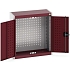 Závěsná skříňka Bott Cubio, zadní panel typu perfo, 70 x 65 x 32,5 cm, šedá-červená