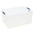 Plastové úložné boxy s víkem na klip, 70 l - Manutan Expert