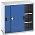 Dílenská skříň s posuvnými dveřmi, 100 x 105 x 55 cm, 2 police, šedá-modrá
