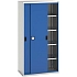 Dílenská skříň s posuvnými dveřmi, 200 x 105 x 55 cm, 4 police, šedá-modrá