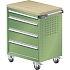 Dílenský zásuvkový vozík LISTA, pracovní deska z multiplexní dýhy, 4 zásuvky, zelená