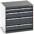 Dílenská zásuvková skříň Bott Cubio, 70 x 80 x 65 cm, 4 zásuvky, šedá-antracit