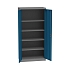Kovová dílenská skříň, 4 police, 195 x 95 x 50 cm, tmavě šedá/tmavě modrá