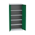 Kovová dílenská skříň, 4 police, 195 x 95 x 50 cm, světle šedá/zelená