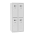 Snížená školní šatní skříň, 4 oddíly, 300 mm, šedá/šedá, otočný uzávěr