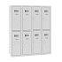 Snížená školní šatní skříň, 8 oddílů, 300 mm, šedá/šedá, otočný uzávěr